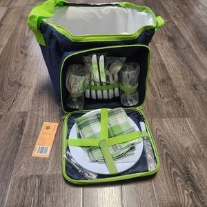 Imperial Home SHOULDER BAG COOLER- BLUE PRINT PICNIC SUPPLIES